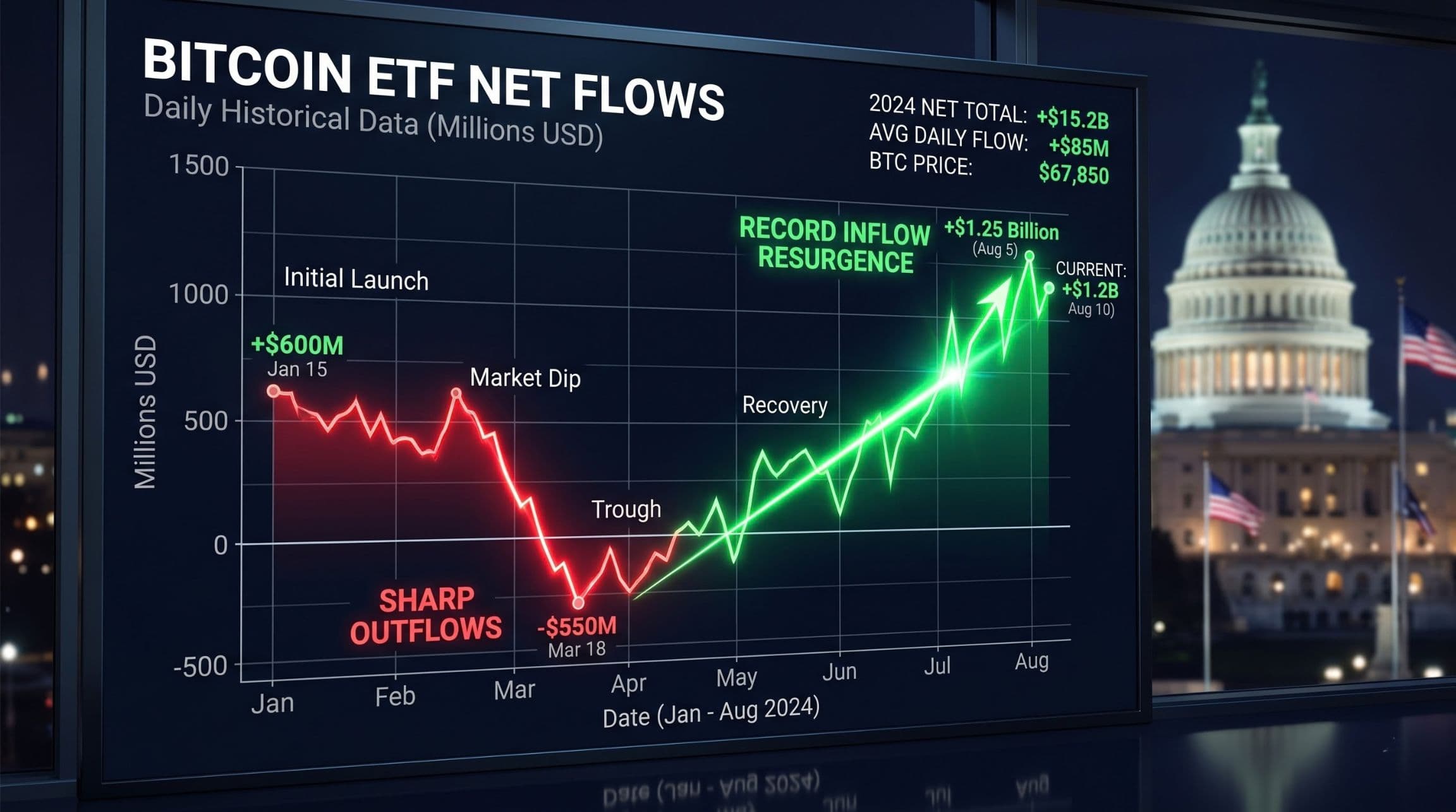 Dòng vốn ETF Bitcoin Mỹ đảo chiều sau cú sốc Clarity Act